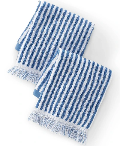 Lands' End Cotton Yarn-dyed Stripe 2-Piece Washcloth Set