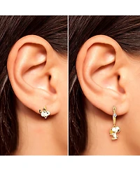 Peanuts Snoopy Earring Set, 2-Pair, Gold-Tone Studs & Dangle Hoops