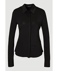 Karen Millen Women's Drapey Crepe Slim Collared Shirt