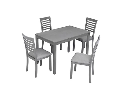 sumyeg 5-Piece Modern Dining Set with Rectangular Wood Table and 4 Upholstered Chairs