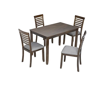 sumyeg 5-Piece Modern Dining Set with Rectangular Wood Table and 4 Upholstered Chairs