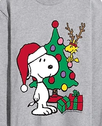 Airwaves Men's Peanuts Woodstock and Snoopy Christmas Graphic Long-Sleeve T-Shirt