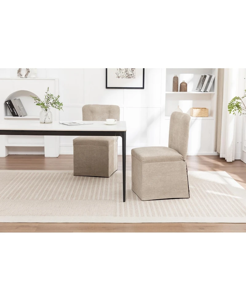 Streamdale Furniture Streamdale Linen Dining Chairs, Modern Fabric Side Chairs, Padded Seat, Set of 2 (Brown