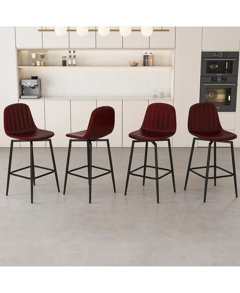 Streamdale Furniture Streamdale Modern Swivel Bar Stools with Back Support, Dark Brown (Set of 2