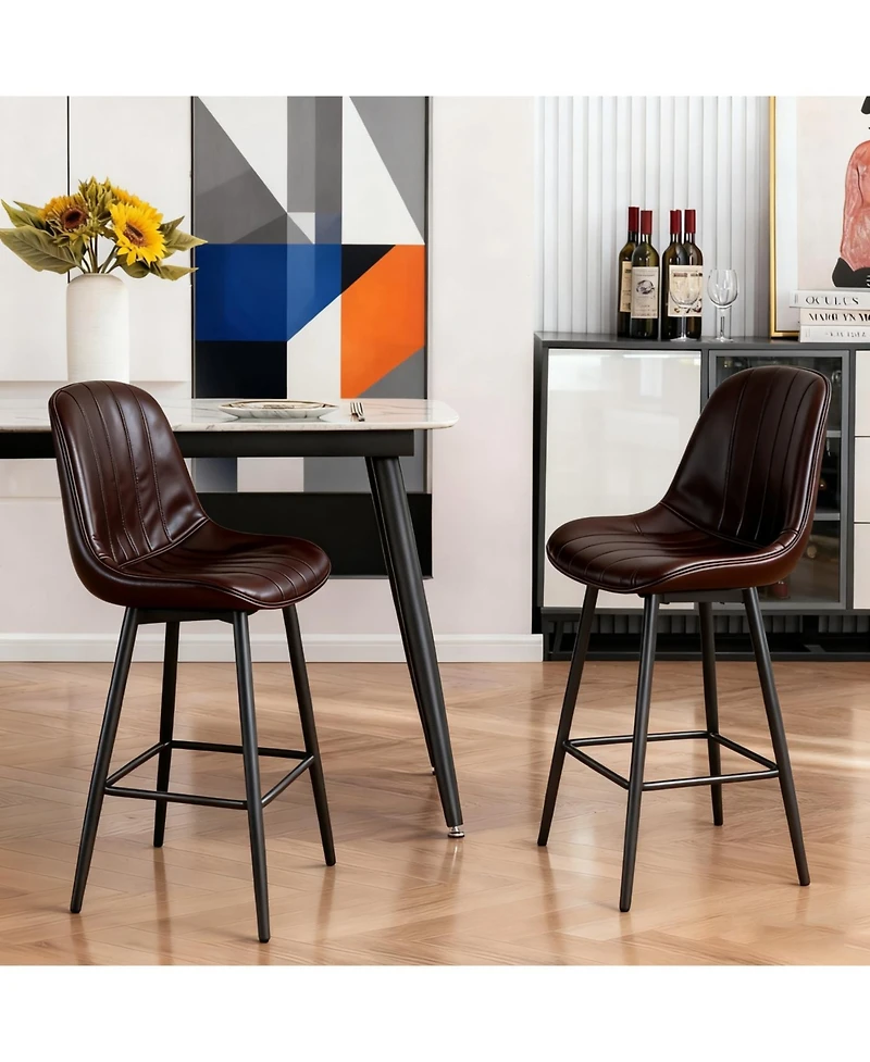 Streamdale Furniture Streamdale Modern Swivel Bar Stools with Back Support, Dark Brown (Set of 2
