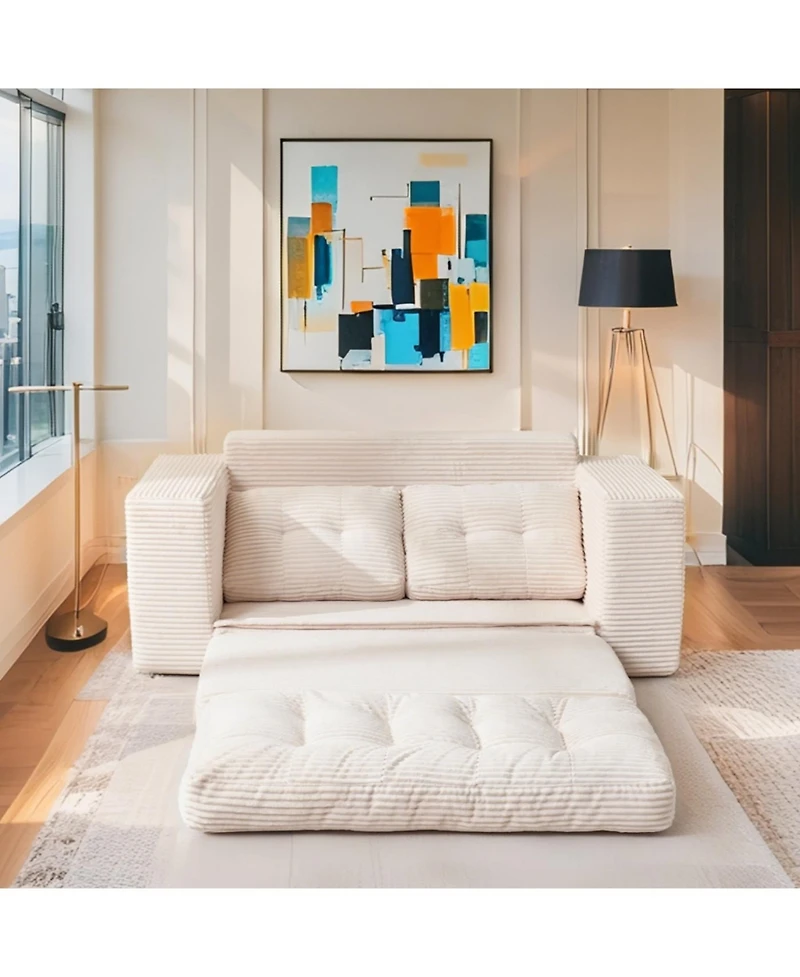 Streamdale Furniture Streamdale Loveseat Sofa Bed with Memory Foam & Steel Frame - No Assembly, Convertible (Beige