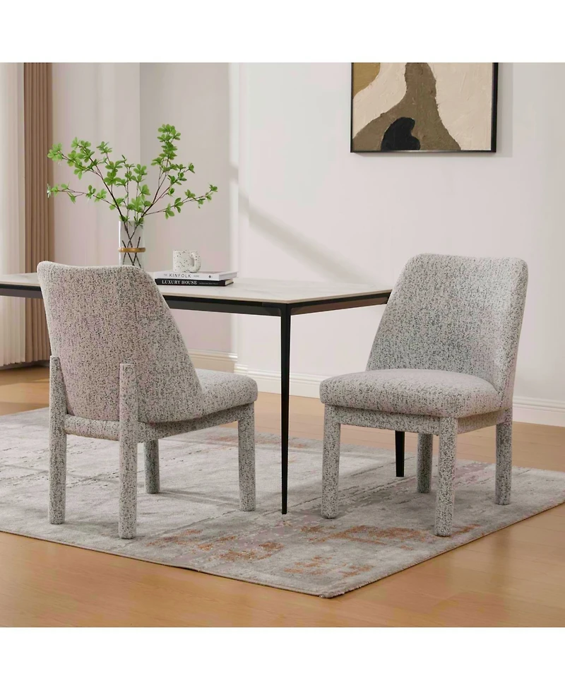 Streamdale Furniture Streamdale Modern Minimalist Chenille Dining Chair Set (Set of 2) - White/Black
