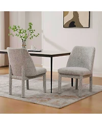 Streamdale Furniture Streamdale Modern Minimalist Chenille Dining Chair Set (Set of 2) - White/Black