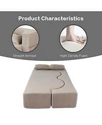 Streamdale 2-in-1 Foldable Sofa Bed, 75 Inch Convertible Sleeper Couch w/ Memory Foam Mattress & Pillows