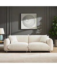 Streamdale Oversized Sherpa Loveseat Sofa with Metal Legs, 3 Seater Couch - White