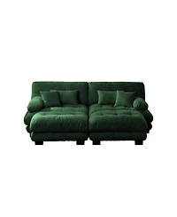 Streamdale Cloud Couch Sleeper Sofa, Chenille 2 Seater with 2 Lumbar & 2 Throw Pillows, Green