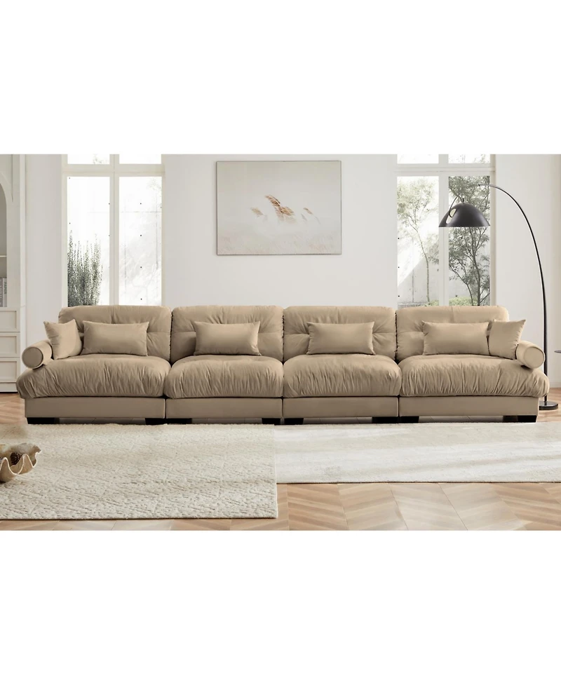 Streamdale Furniture Streamdale Super Comfort Oversized Modular Velvet Sectional Sofa Couch with Ottoman
