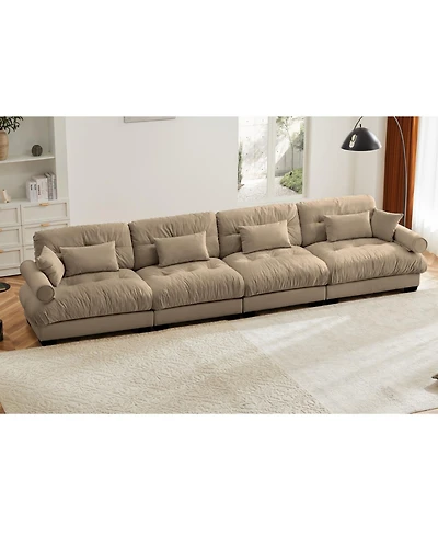 Streamdale Furniture Streamdale Super Comfort Oversized Modular Velvet Sectional Sofa Couch with Ottoman