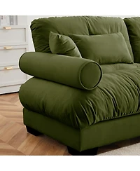 Streamdale Furniture Streamdale Modern Two-Seater Velvet Sofa with Pillows, Olive Green