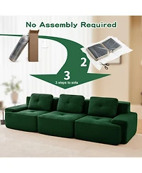 Streamdale Furniture Streamdale Modern Modular Sectional Sofa, Corduroy Fabric, Oversized 3-Seater Couch, Green