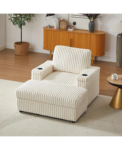 Streamdale Furniture Streamdale 42.5" Corduroy Single Recliner with Pillow, Cup Holder, Storage Footrest