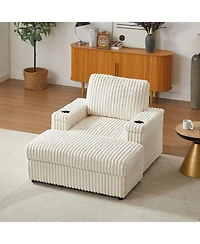 Streamdale Furniture Streamdale 42.5" Corduroy Single Recliner with Pillow, Cup Holder, Storage Footrest