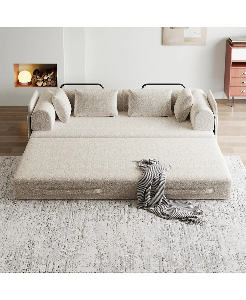 Streamdale Convertible Sleeper Sofa Bed with Pillow, Chenille Folding Mattress Couch