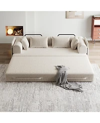 Streamdale Convertible Sleeper Sofa Bed with Pillow, Chenille Folding Mattress Couch