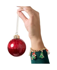 Juicy Couture Holiday Charm Bracelet, Gold Tone Enamel Christmas Motifs