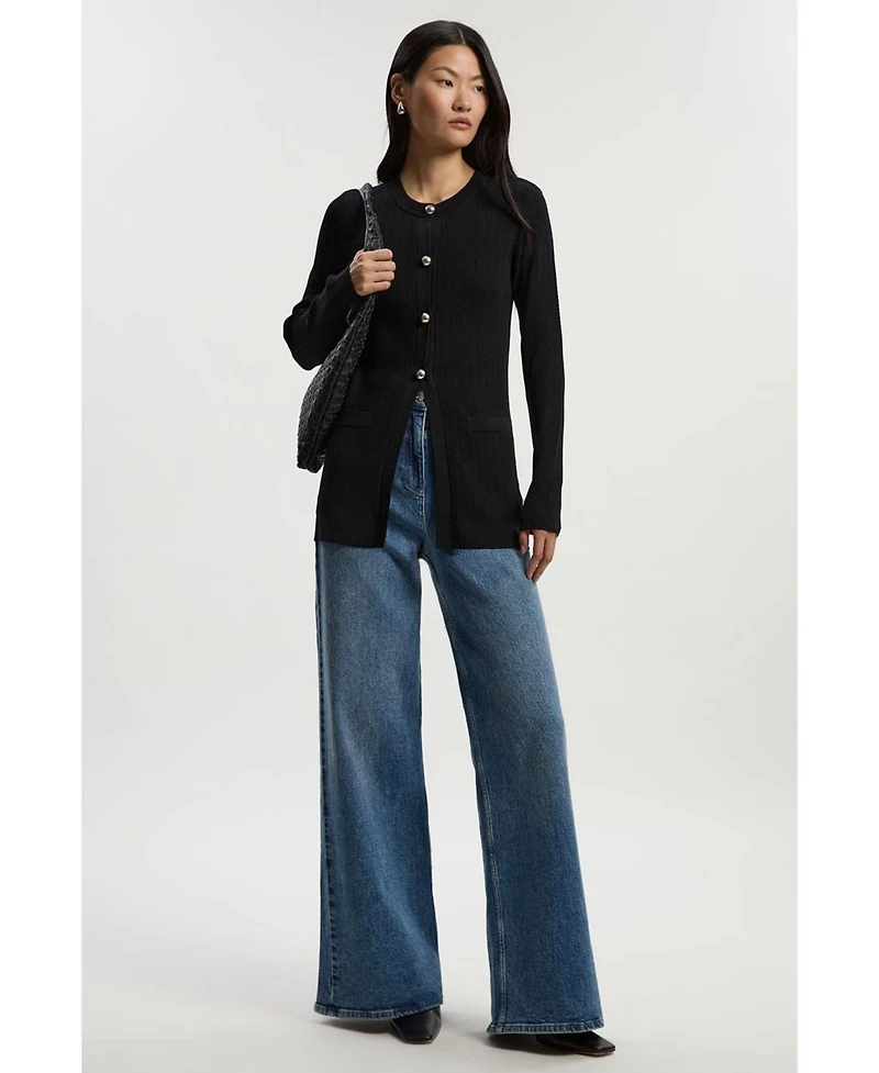 Karen Millen Women's Dome Button Longline Knitted Cardi