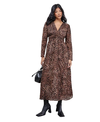 Warehouse Women's Plunge Neck Waisted Midi Dress