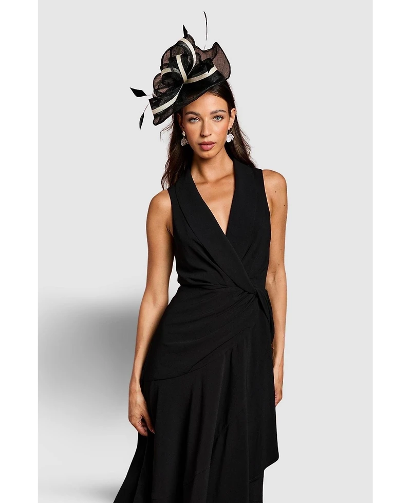 Coast Women's Shawl Collar Ruffle Hem Midi Dress