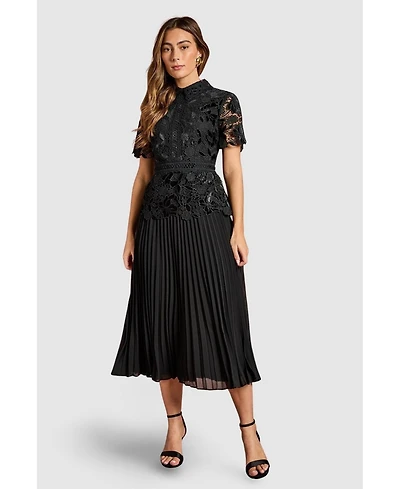 Coast Women's Velvet Lace Collared Midi Dress