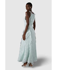 Coast Women's Jacquard Halter Neck Frill Maxi Dress