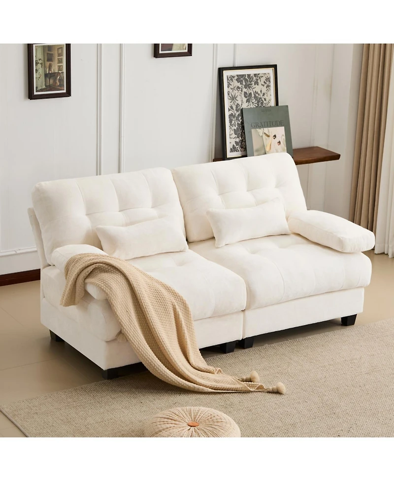 Streamdale Furniture Streamdale 67" Loveseat - Adjustable Backrest, 350lb Capacity, Chenille Fabric, 2 Pillows