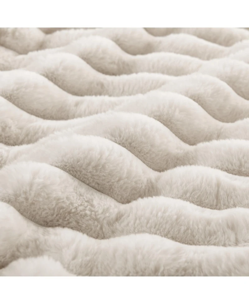 Streamdale Furniture Streamdale Beige Corduroy Striped U-shaped Sofa with Pull-out Bed & Storage Chaise