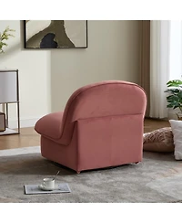 Streamdale Velvet Swivel Chair with 360-degree Metal Base