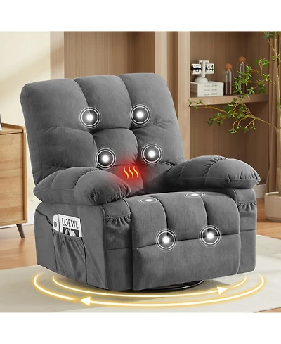 Streamdale Furniture Streamdale Massage Swivel Recliner Chair w/Vibration & Heat, 350LBS Capacity, Usb Port