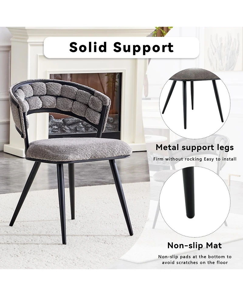 Streamdale Set of 2 Gray Velvet Dining Chairs with Black Legs