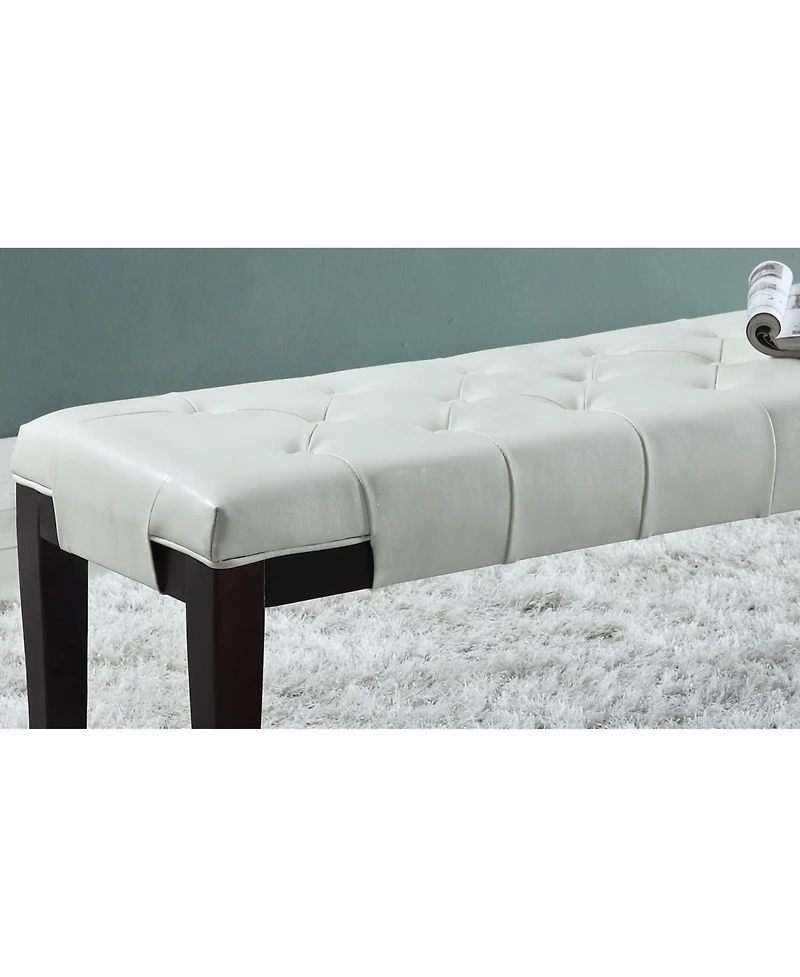 Streamdale Furniture Streamdale Linon Tufted Bench, Faux Leather, White
