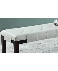 Streamdale Furniture Streamdale Linon Tufted Bench, Faux Leather, White