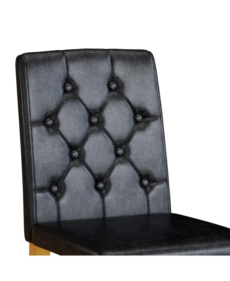 Streamdale 4-pack black Pu ergonomic dining chairs with golden metal legs