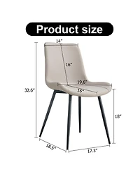 Streamdale Furniture Light gray faux leather dining chair with curved cushion, black metal legs (4 chairs)