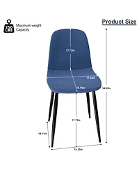 Streamdale Modern Blue Knit Dining Chairs with Iron Legs (Set of 4)