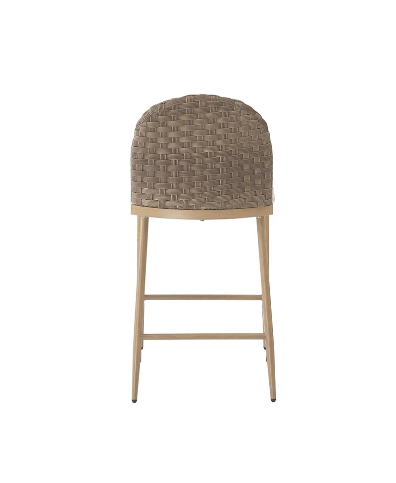 Streamdale Furniture Farmhouse Barstools Set of 2, Upholstered Counter Stools with Rattan Backrest, Brown+Beige