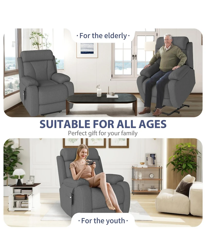 Streamdale Furniture Power Lift Recliner for Elderly, Small Spaces, Remote Control, Dark Gray