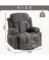 Streamdale Furniture Heated Grey Swinging Recliner Massage Sofa with Usb & Cup Holders