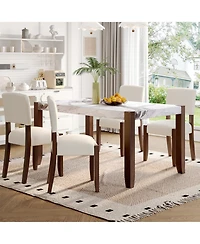 Streamdale Furniture 5-Piece Faux Marble Dining Table Set for 4 with Upholstered Chairs, Gray