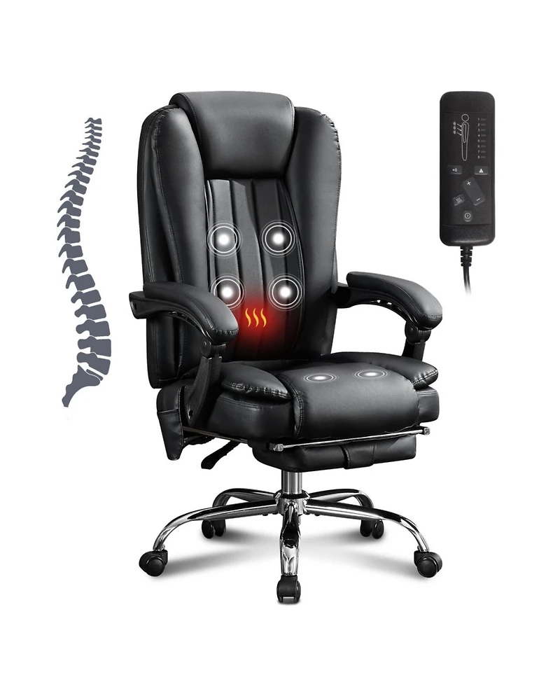 Streamdale Furniture Streamdale Massage Office Chair with Heat, Vibration, Foot Rest & Reclining Backrest