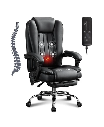 Streamdale Furniture Streamdale Massage Office Chair with Heat, Vibration, Foot Rest & Reclining Backrest