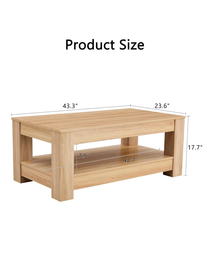 Streamdale Natural Wood Double Layered Coffee Table (Mdf)