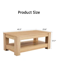 Streamdale Natural Wood Double Layered Coffee Table (Mdf)