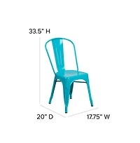 Emma+Oliver Commercial Grade 4 Pack Metal Indoor-Outdoor Stackable Chair