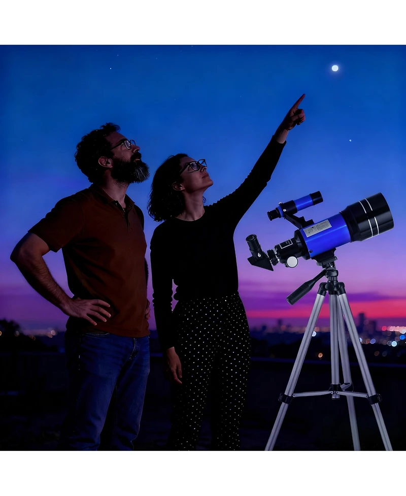 Telescope 70mm Aperture 300mm Az Mount Telescope with Stand and Phone Adapter for Kids, Adults and Beginners