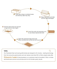 Streamdale Furniture Three-Seat Teddy Fabric Sofa, Camel